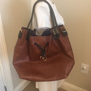 Saddle brown faux leather shoulder bag